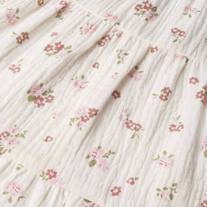 Organic Ruffle Tiered Dress / Blush Floral