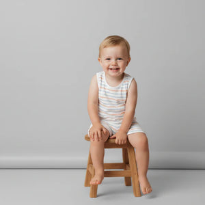 Organic Sleeveless Tee & Short Set / Cabana Stripes