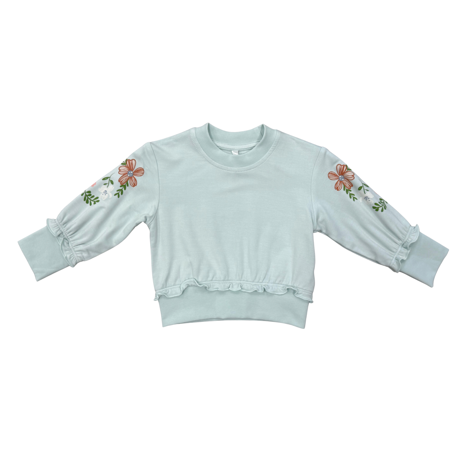 Babysprouts Ruffle Hem Sweatshirt / Misty Blue Floral