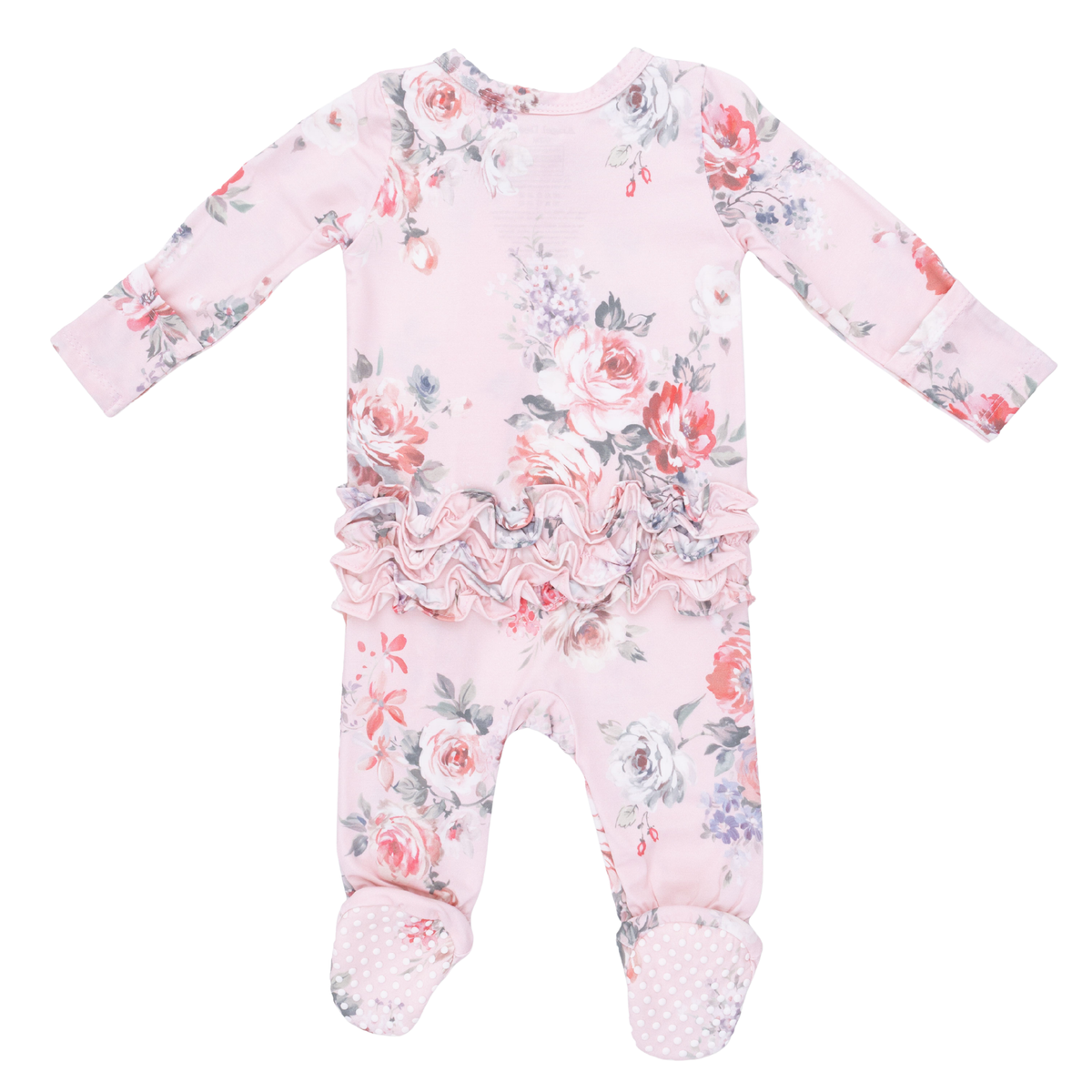 Painterly Rose Bouquets 2 Way Ruffle Back Zipper Footie