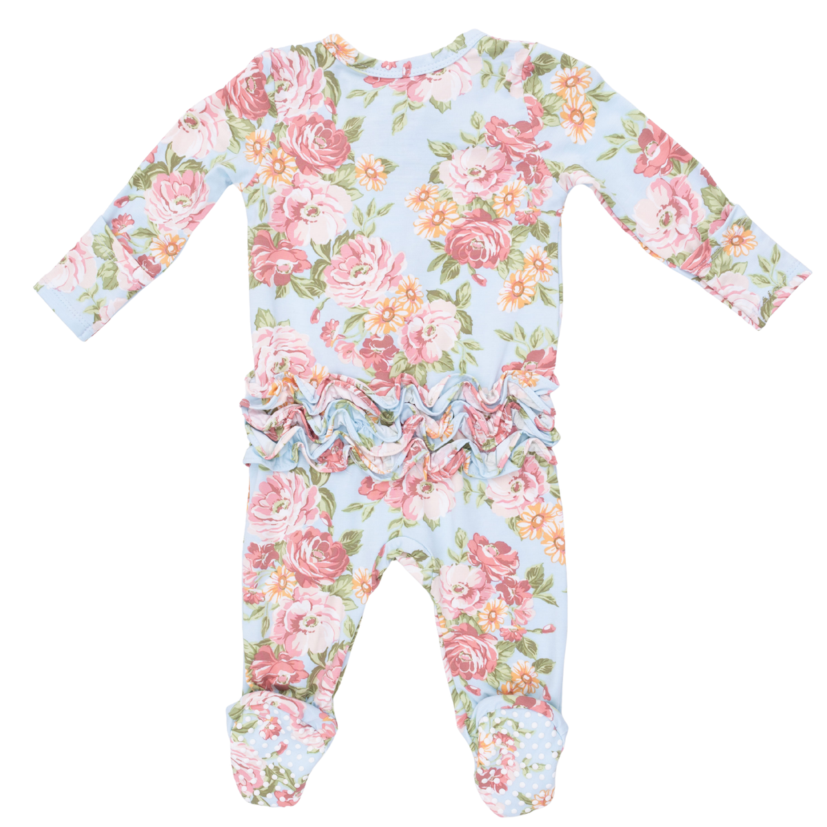 Angeline Floral 2 Way Ruffle Back Zipper Footie