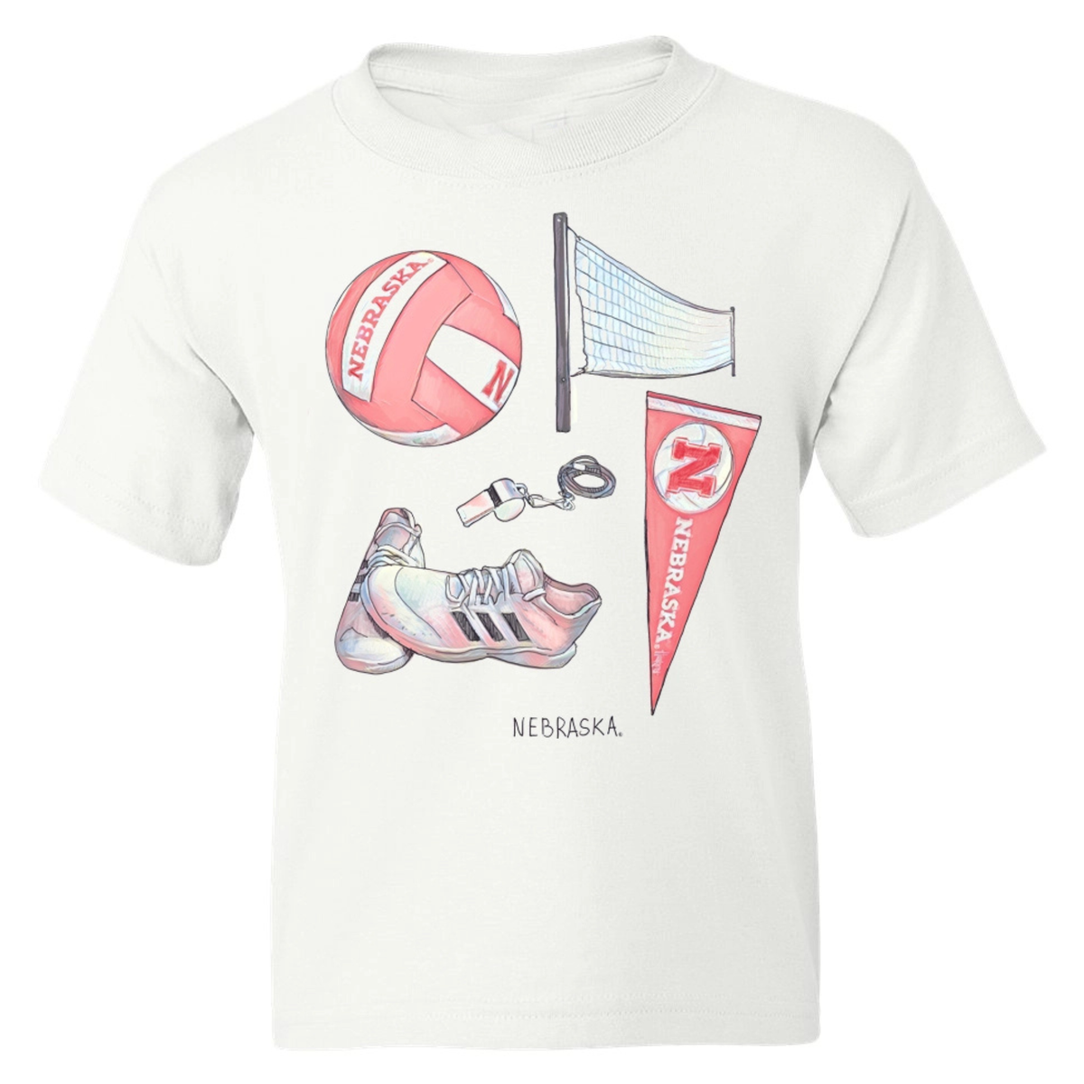 Nebraska Huskers Volleyball Memorabilia White Tee