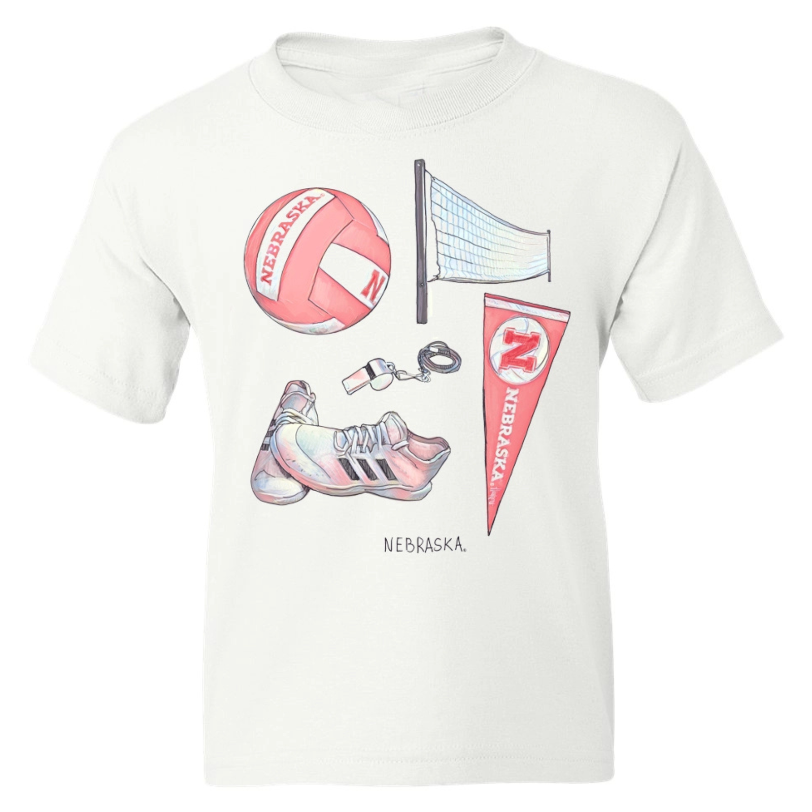 Nebraska Huskers Volleyball Memorabilia White Tee