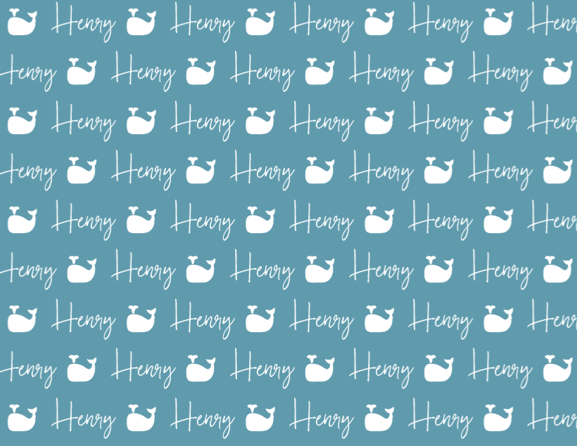 Plush Minky Fleece Personalized Blanket | Whale Icon Repeating Name