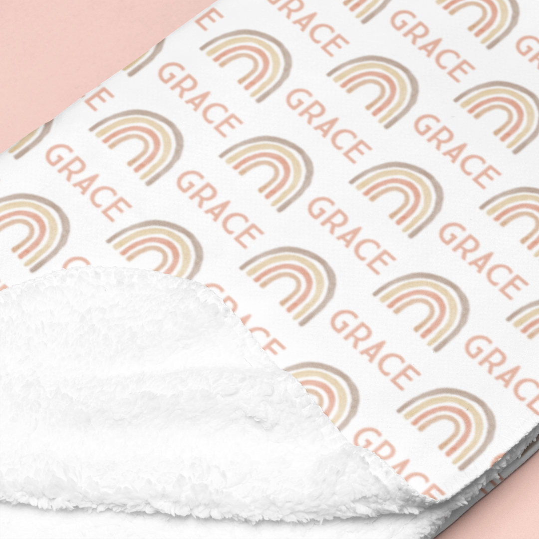 Sherpa-Lined Personalized Blanket | Rainbows