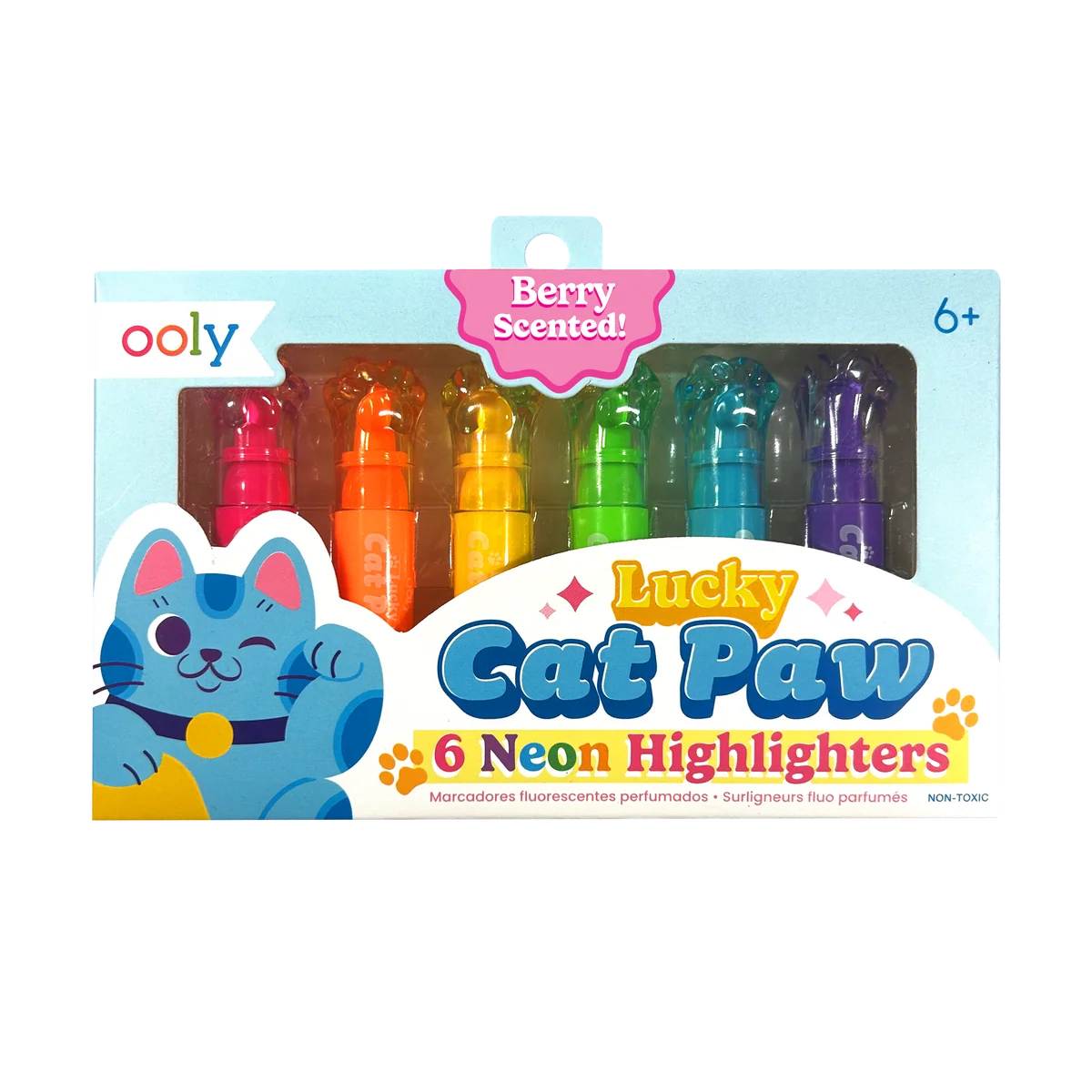 Ooly Lucky Cat Paw Neon Highlighters - Berry Scent