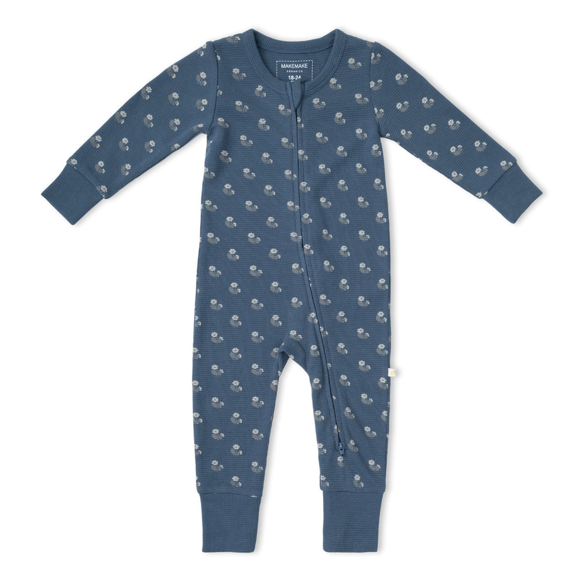 Organic 2-Way Zip Romper / Indigo Blossom