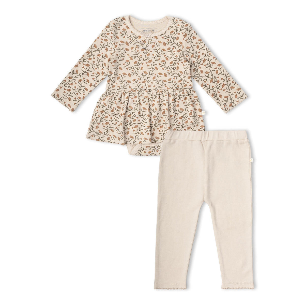 Organic Bodysuit Dress & Leggings Set / Rustbloom