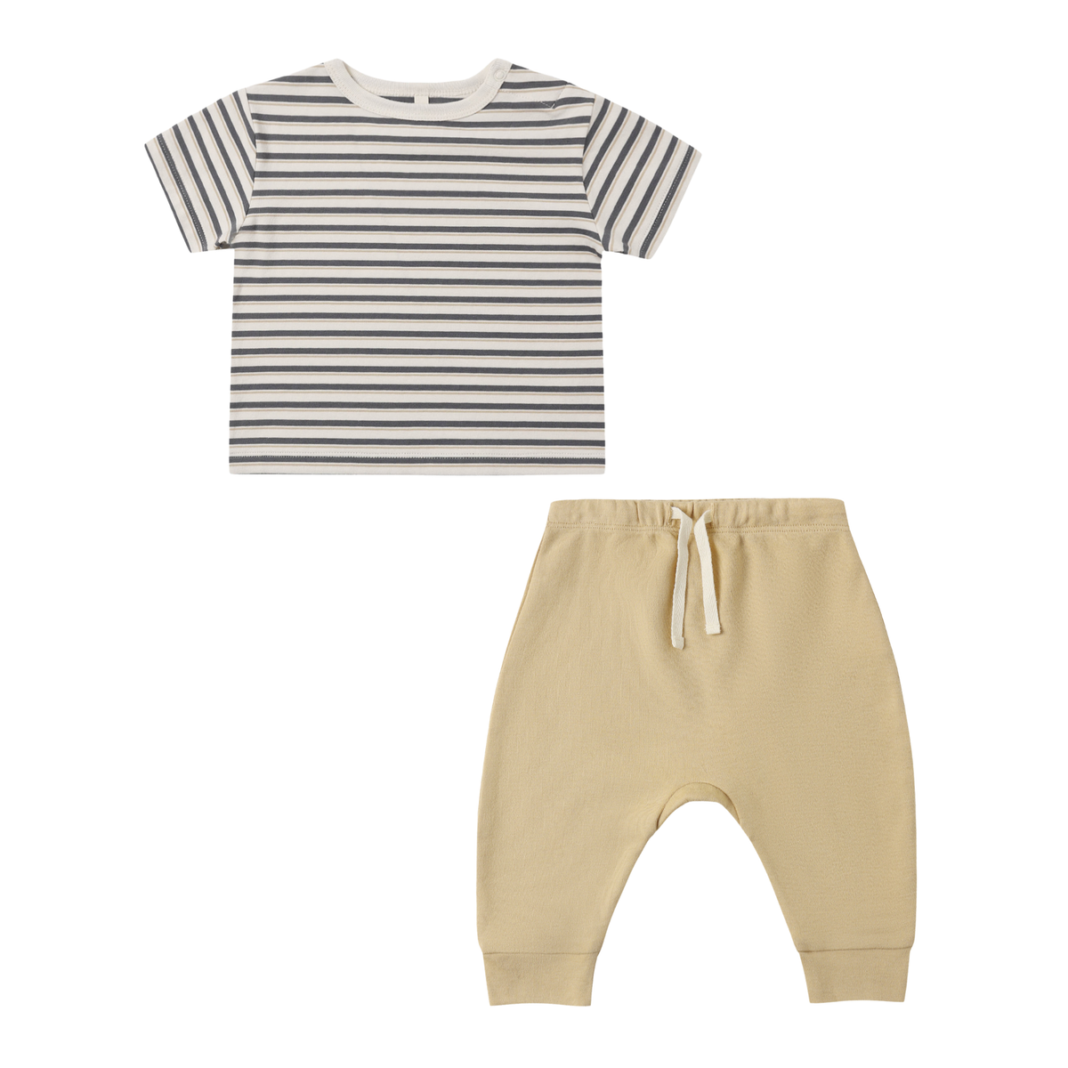 Quincy Mae Boxy Tee + Drawstring Pant Set / Vintage Stripe