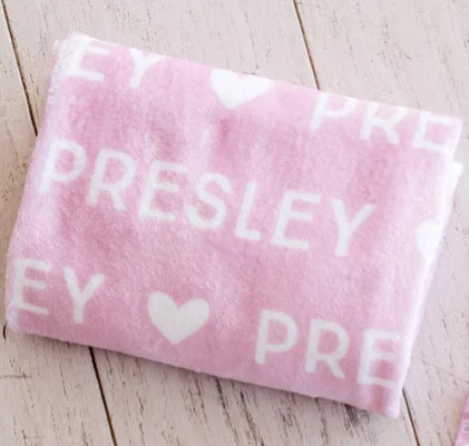 Plush Minky Fleece Personalized Blanket | Heart Icon Repeating Name