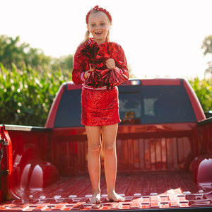 Red Metallic Spirit Pom Pom Set