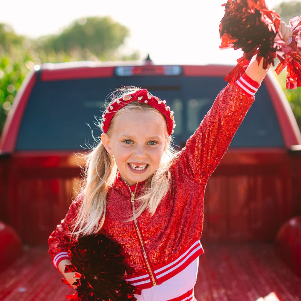 Red Metallic Spirit Pom Pom Set