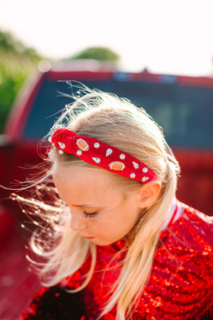 Red Jeweled Football Headband