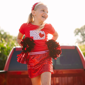 Red Metallic Spirit Pom Pom Set