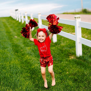 Red Metallic Spirit Pom Pom Set