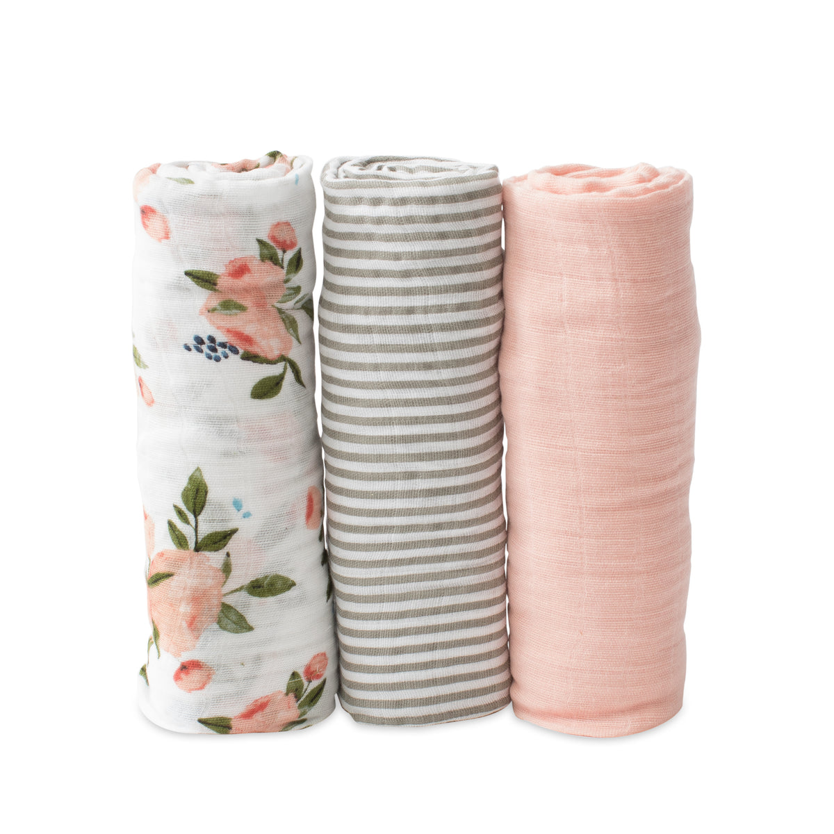 Little Unicorn Cotton Muslin Swaddle Set / Watercolor Roses