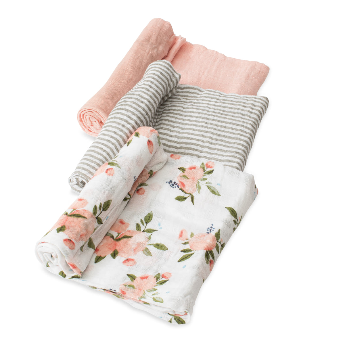 Little Unicorn Cotton Muslin Swaddle Set / Watercolor Roses