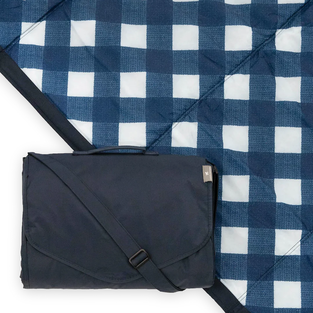 Little Unicorn Outdoor Blanket / Navy Plaid