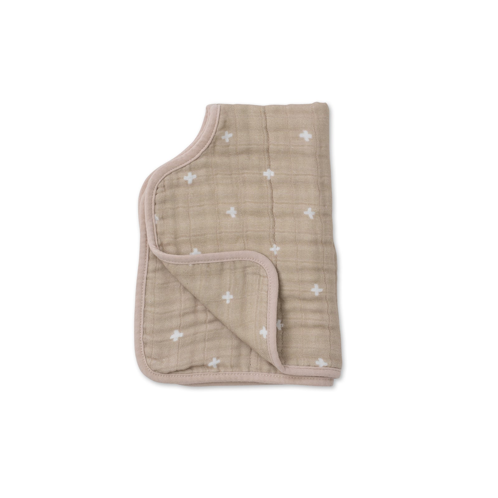 Little Unicorn Cotton Muslin Burp Cloth / Taupe Cross