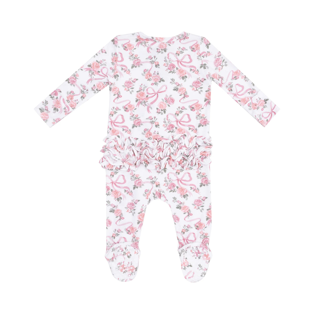 Ribbons & Flowers 2 Way Ruffle Zipper Footie