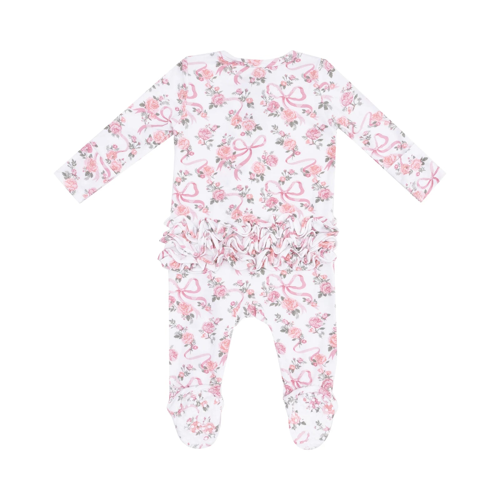 Ribbons & Flowers 2 Way Ruffle Zipper Footie