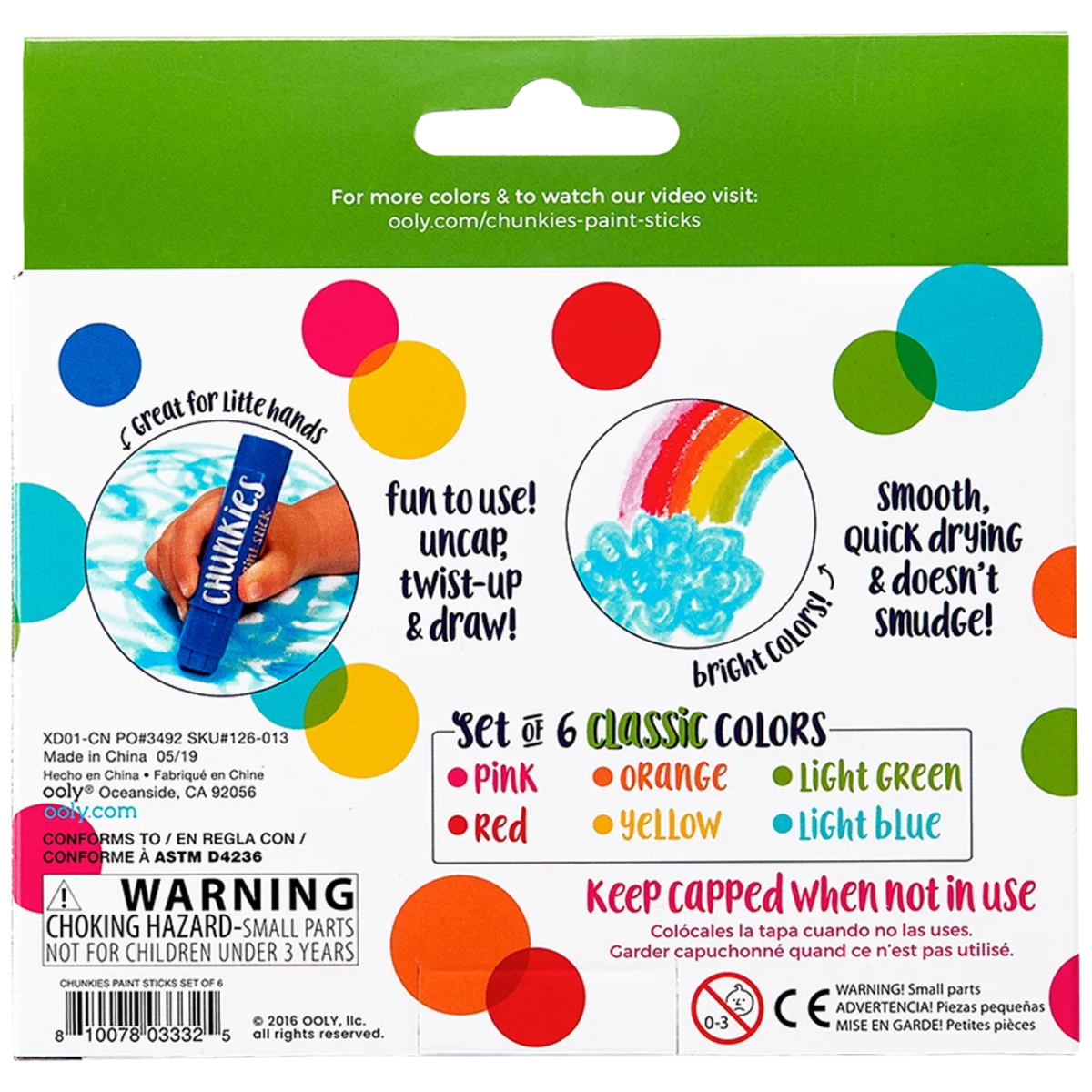 Ooly Chunkies Paint Sticks 6 Pack / Classic
