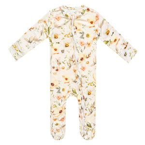 Copper Pearl Bamboo Zip-Up Footie / Angelique