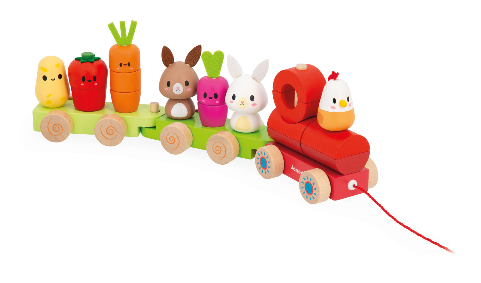 Janod Wooden Farm Train Pull Toy