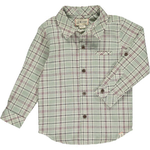 Me & Henry Atwood Woven Shirt / Green & Navy Stripe Plaid