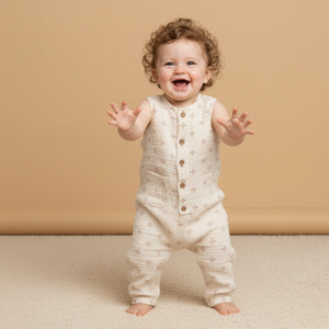 Organic Buttoned Jumpsuit / Cross