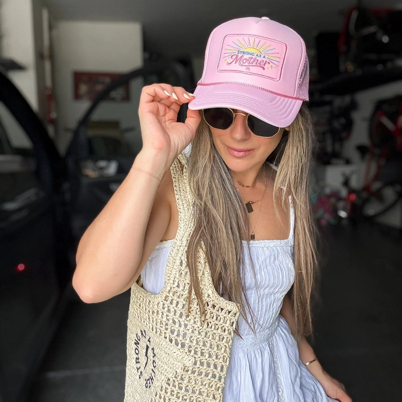 Strong as a Mother Sun Trucker Hat / Flamingo Pink