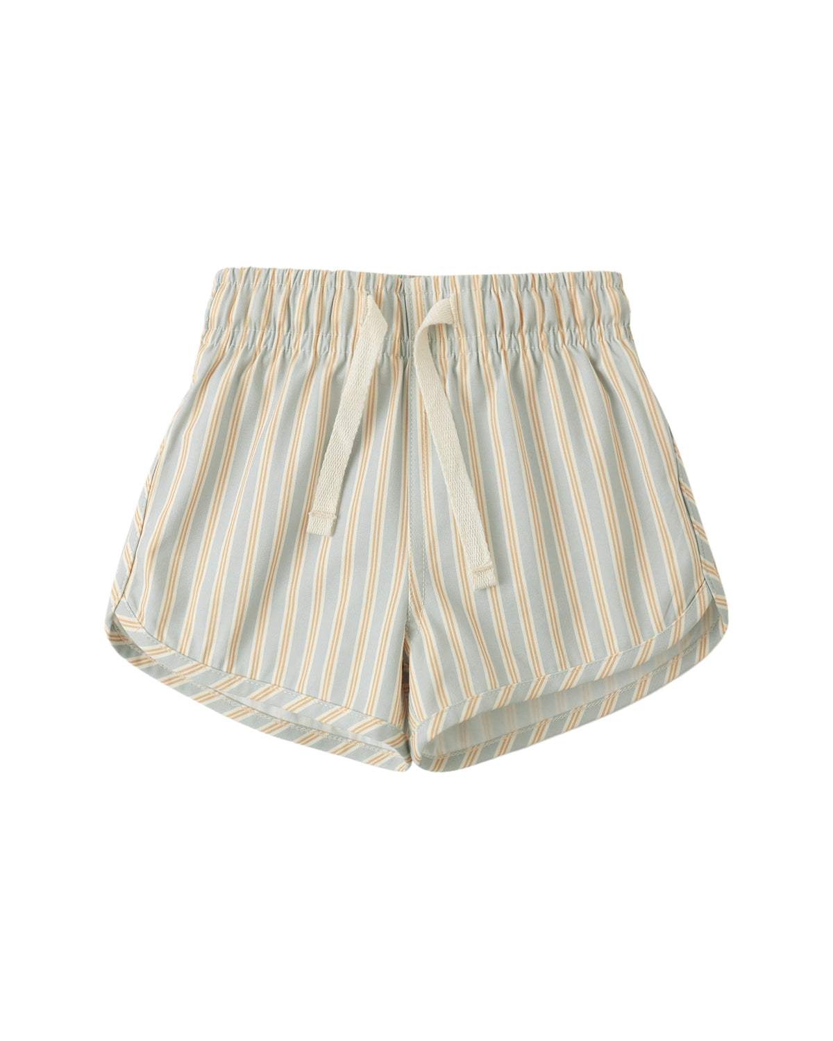 Quincy Mae Boys Swim Shorts / Blue + Butterscotch Stripe