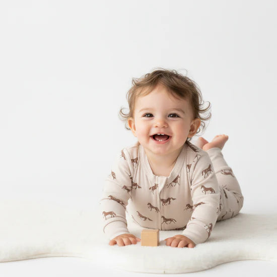 Organic 2-Way Zip Romper / Horses