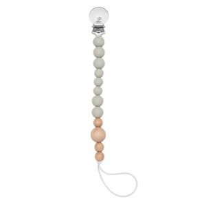 Colour Block Silicone + Wood Bead Pacifier Clip