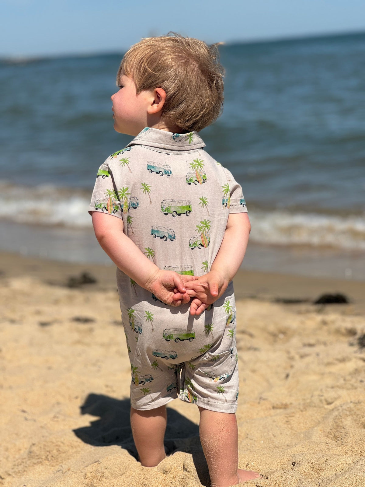 Me & Henry Molokai Romper / Grey Campervan