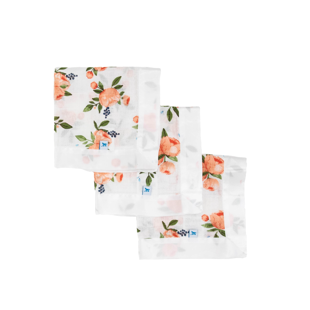 Little Unicorn Cotton Muslin Security Blanket 3 Pack / Watercolor Roses