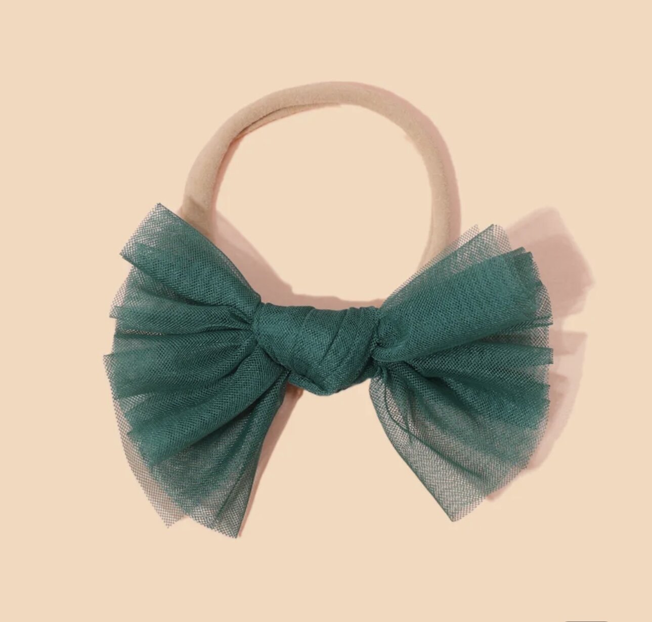 Tulle Headband Bow - Emerald