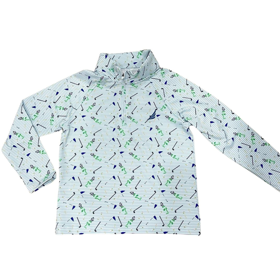 Coolybri Levi Performance 1/4 Zip / Golf Print w/ Stripe