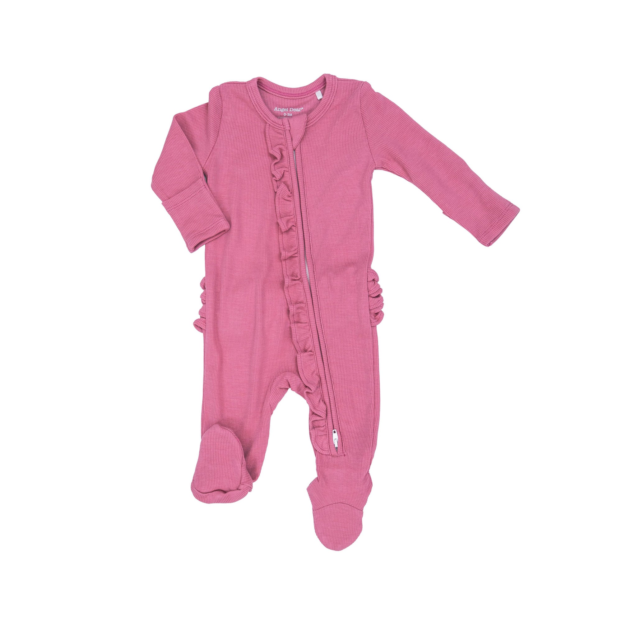 Angel Dear 2 Way Ruffle Zipper Footie / Rib Chateau Rose