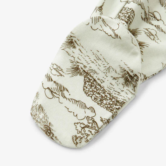 Milkbarn Luxe Stretch Ruffle Zipper Footed Romper / Country Toile