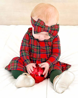 Lev Baby Skirted Bodysuit / Christmas Plaid (December)