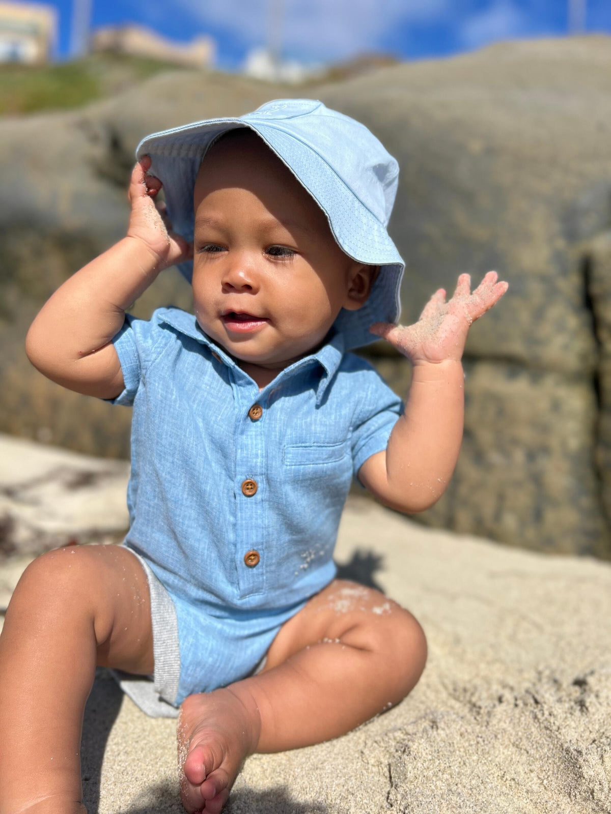 Me & Henry Fisherman Bucket Hat / Pale Blue Twill