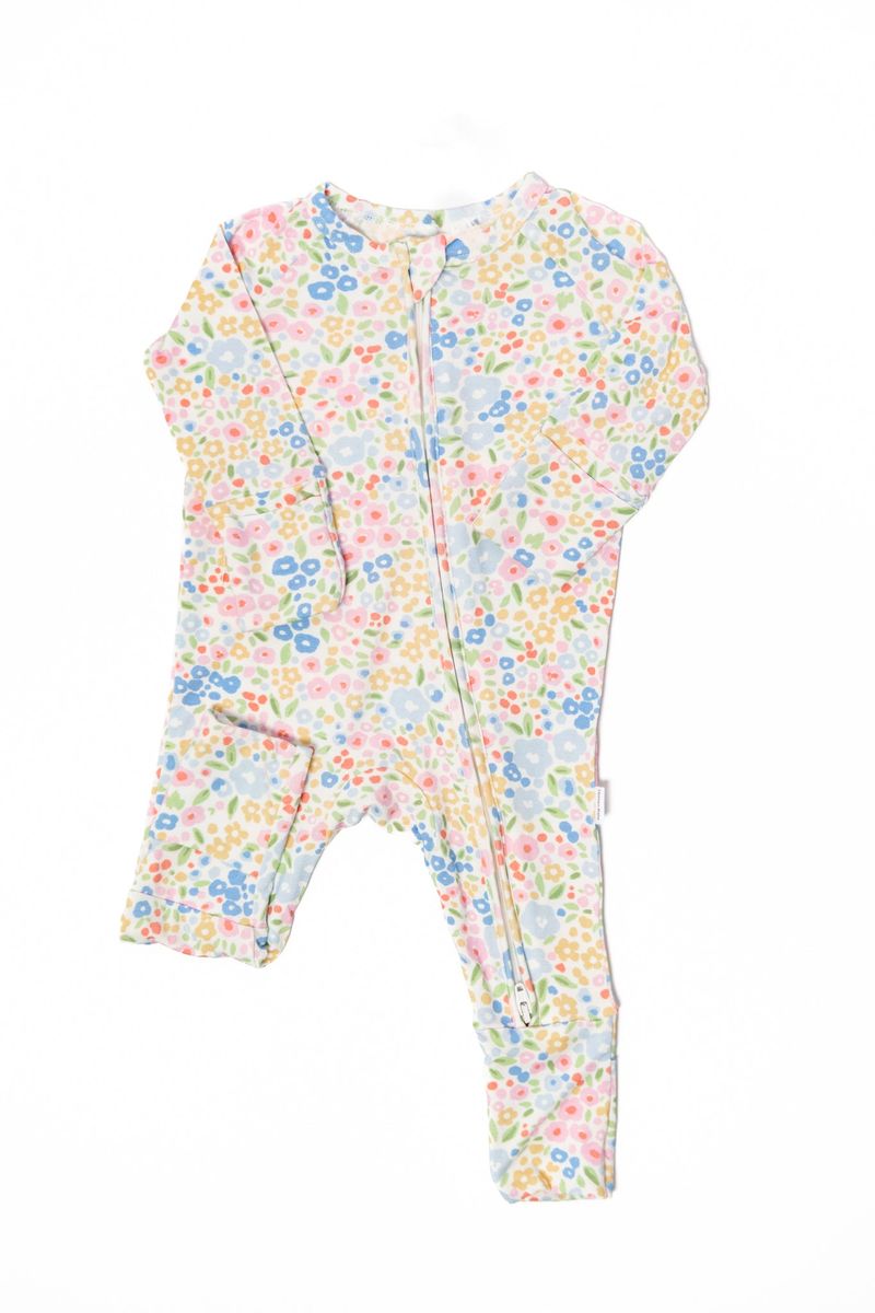 Convertible Zip Romper / Multi Flower