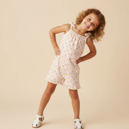 Organic Ruffle Jumpsuit / Pop Floral
