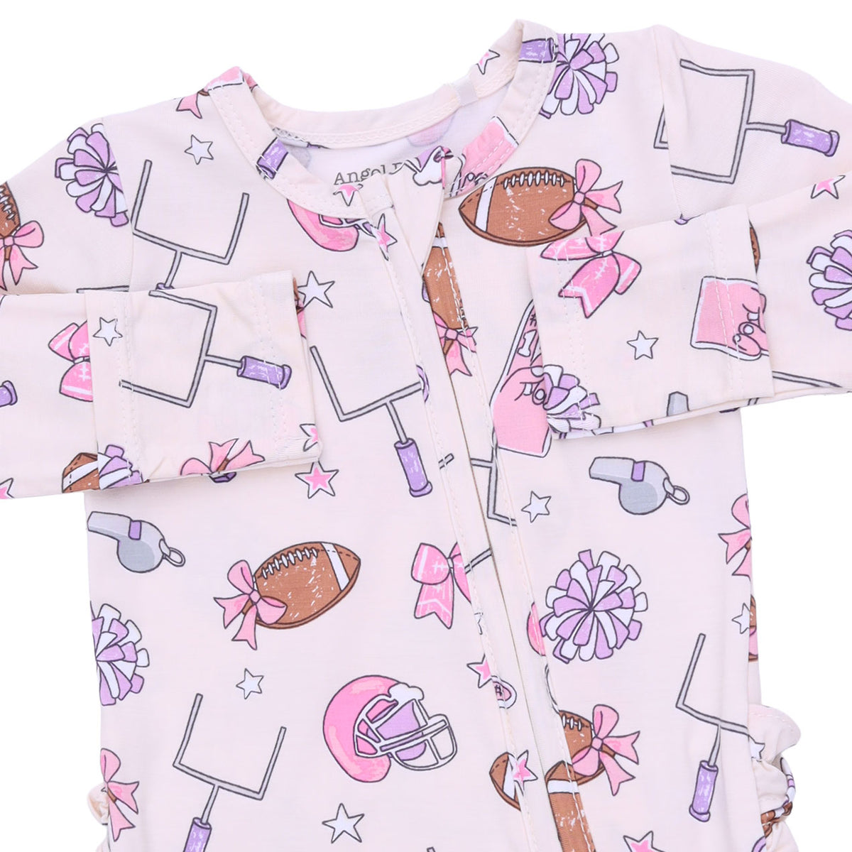 Football Cheer 2 Way Ruffle Back Zipper Footie