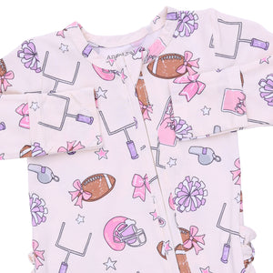 Football Cheer 2 Way Ruffle Back Zipper Footie