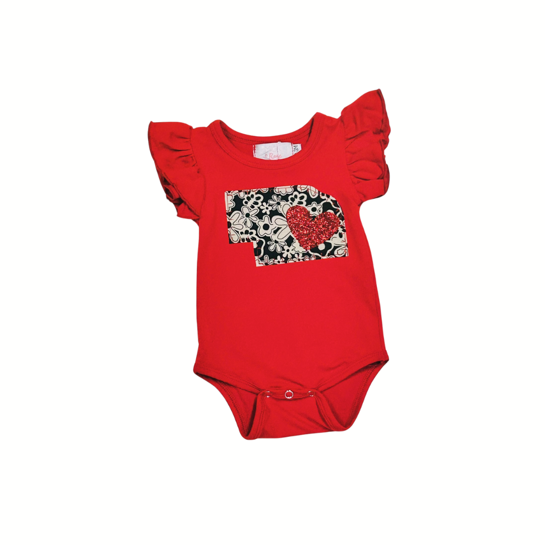 Retro Flowers Flutter Sleeve Onesie