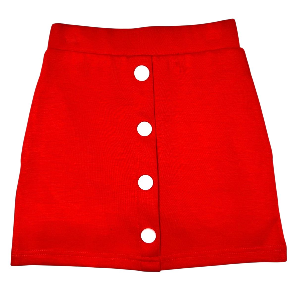 Red Button-Front Skort