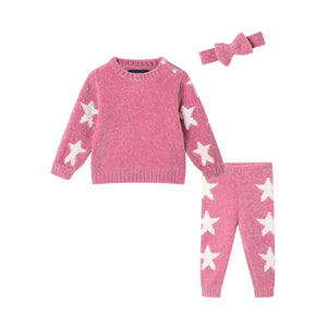 Star Icon Sweater & Pant Set with Headband