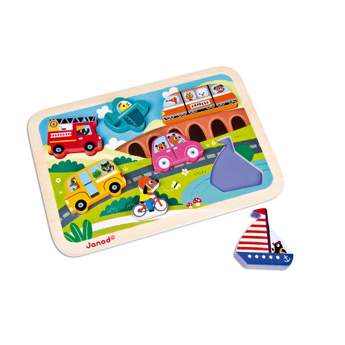 Janod Vehicles Chunky Wooden Puzzle